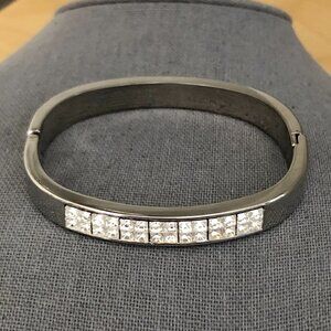 Custom Cuff Bracelet Locket with Diamond Rhinestones